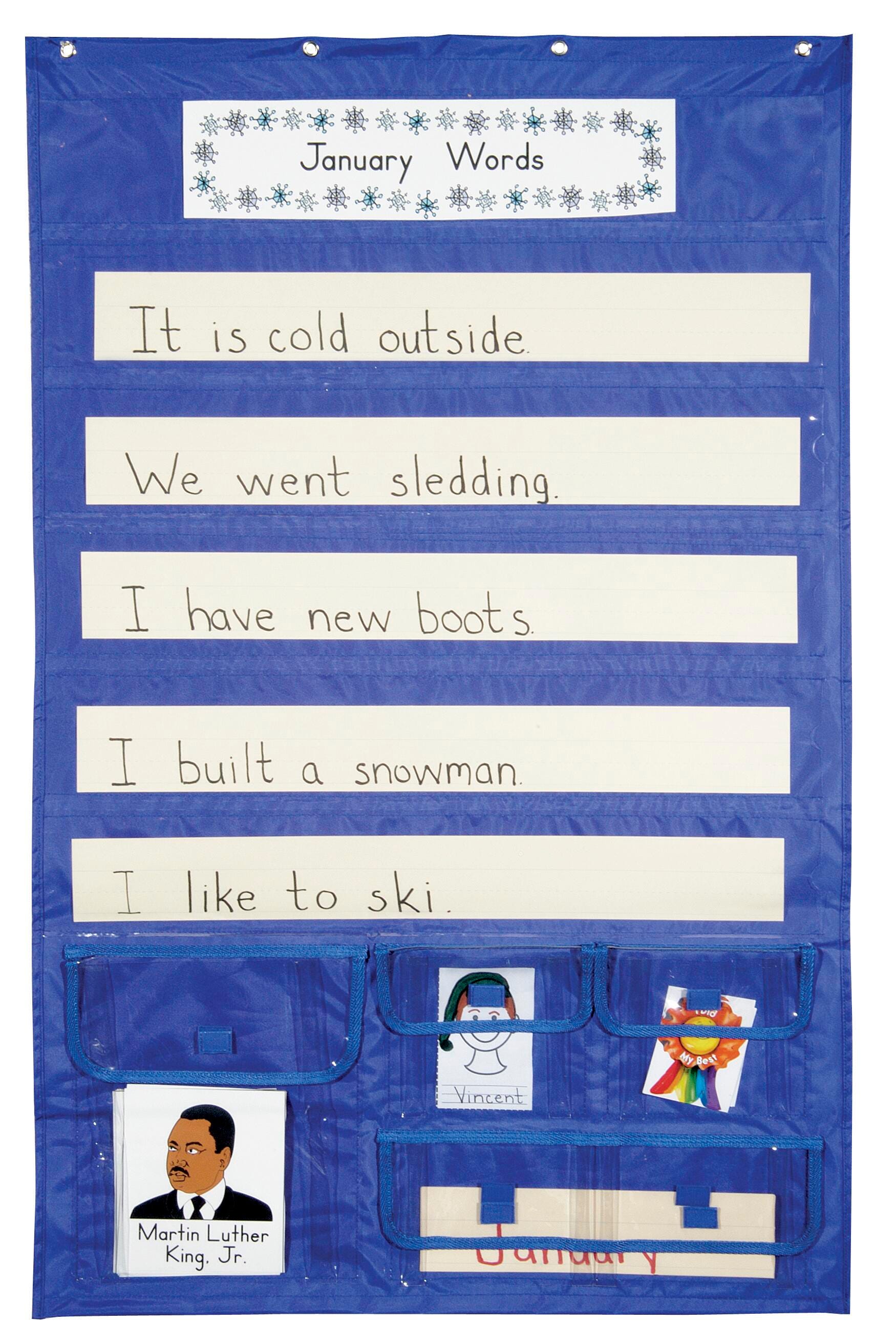 School Smart Sentence Strip Pocket Chart with Card Storage, 44-1/2 x 28 Inches 387522